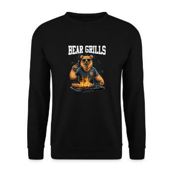 Bear Grills Barbecue BBQ Grillades Camping Sauvage - Sweat-shirt Unisexe - noir - Devant - Alina (178cm) & Michal (187cm)