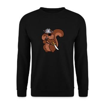 Funny Forest Animal Cute Squirrel Pirate Kids - Unisex Pullover - Schwarz - Vorne - Alina (178cm) & Michal (187cm)