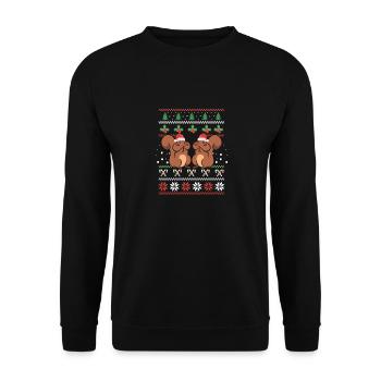 Cute Merry Christmas Kids Squirrel Lover Chipmunk - Unisex Sweatshirt - black - Front - Alina (178cm) & Michal (187cm)