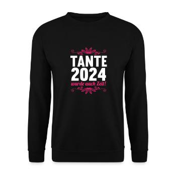 Werdende Tante 2024 - Unisex Pullover - Schwarz - Vorne - Alina (178cm) & Michal (187cm)