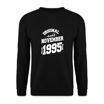 November 1995 Original seit 28 Jahren Mann Frau - Unisex Pullover - Schwarz - Vorne - Alina (178cm) & Michal (187cm)