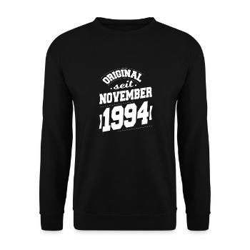 November 1994 Original seit 29 Jahren Mann Frau - Unisex Pullover - Schwarz - Vorne - Alina (178cm) & Michal (187cm)