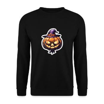 halloween - citrouille chapeau de sorciere - Sweat-shirt Unisexe - noir - Devant - Alina (178cm) & Michal (187cm)
