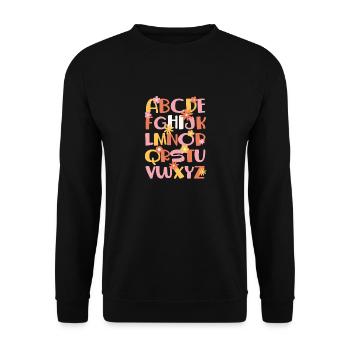 Funny Kindergarten Hi Alphabet Day 100 - Unisex Sweatshirt - black - Front - Alina (178cm) & Michal (187cm)