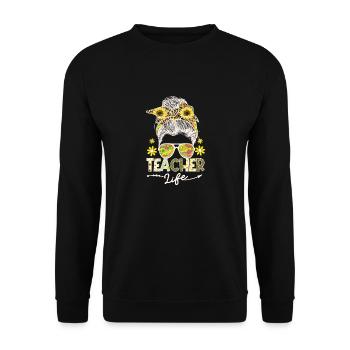 Lehrer Leben Unordnung Brötchen 100. Tag Schule - Unisex Pullover - Schwarz - Vorne - Alina (178cm) & Michal (187cm)