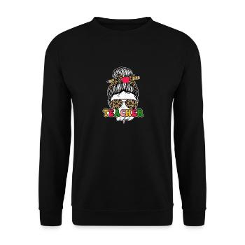 Lehrer Leben Unordnung Brötchen 100. Tag - Unisex Pullover - Schwarz - Vorne - Alina (178cm) & Michal (187cm)