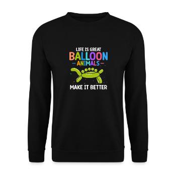 Balloon Animal Party Balloon Artist - Unisex Sweatshirt - black - Front - Alina (178cm) & Michal (187cm)