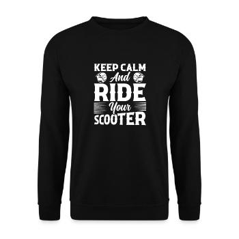 Keep Calm And Ride Your Scooter Motorbike Moped - Unisex Pullover - Schwarz - Vorne - Alina (178cm) & Michal (187cm)