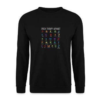 Abc, Von, Logopädie, Alphabet, Lehrer, Student, - Unisex Pullover - Schwarz - Vorne - Alina (178cm) & Michal (187cm)