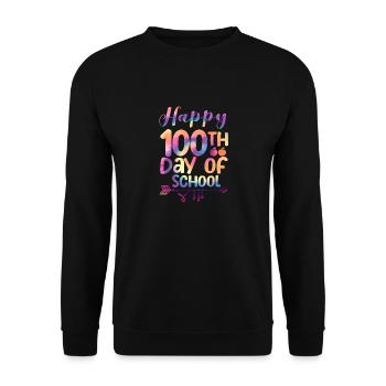 Happy 100th Day of School Funny Teacher School - Unisex Sweatshirt - black - Front - Alina (178cm) & Michal (187cm)