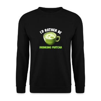 Matcha Tee Latte Liebhaber für grünen Tee Lustiger Matcha - Unisex Pullover - Schwarz - Vorne - Alina (178cm) & Michal (187cm)
