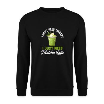 Matcha Tee Latte Liebhaber für grünen Tee Lustiger Matcha - Unisex Pullover - Schwarz - Vorne - Alina (178cm) & Michal (187cm)