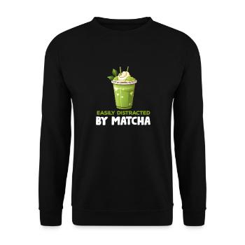 Matcha Tee Latte Liebhaber für grünen Tee Lustiger Matcha - Unisex Pullover - Schwarz - Vorne - Alina (178cm) & Michal (187cm)