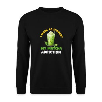 Matcha Tee Latte Liebhaber für grünen Tee Lustiger Matcha - Unisex Pullover - Schwarz - Vorne - Alina (178cm) & Michal (187cm)
