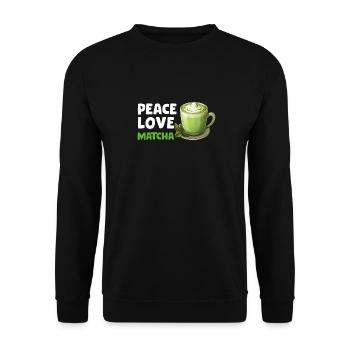Matcha Tee Latte Liebhaber für grünen Tee Lustiger Matcha - Unisex Pullover - Schwarz - Vorne - Alina (178cm) & Michal (187cm)