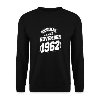 November 1962 Original seit 61 Jahren Mann Frau - Unisex Pullover - Schwarz - Vorne - Alina (178cm) & Michal (187cm)