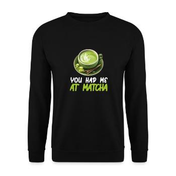 Matcha Tee Latte Liebhaber für grünen Tee Lustiger Matcha - Unisex Pullover - Schwarz - Vorne - Alina (178cm) & Michal (187cm)