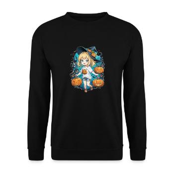 halloween sorciere citrouille manga - Sweat-shirt Unisexe - noir - Devant - Alina (178cm) & Michal (187cm)