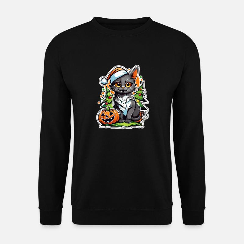 chat de noel et halloween - Sweat-shirt Unisexe - noir