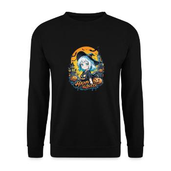 Halloween - Witch Manga - Unisex Sweatshirt - black - Front - Alina (178cm) & Michal (187cm)