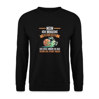 Sportmuffel Morgenmuffel Lustige Sprüche - Unisex Pullover - Schwarz - Vorne - Alina (178cm) & Michal (187cm)