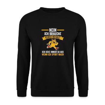 Sportmuffel Morgenmuffel Lustige Sprüche - Unisex Pullover - Schwarz - Vorne - Alina (178cm) & Michal (187cm)