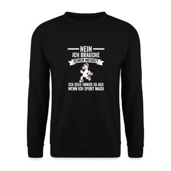 Sportmuffel Morgenmuffel Lustige Sprüche - Unisex Pullover - Schwarz - Vorne - Alina (178cm) & Michal (187cm)