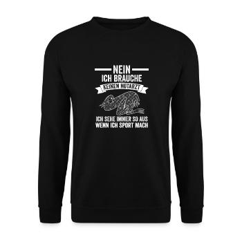 Sportmuffel Morgenmuffel Lustige Sprüche - Unisex Pullover - Schwarz - Vorne - Alina (178cm) & Michal (187cm)