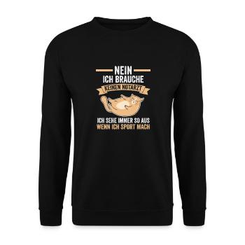 Sportmuffel Morgenmuffel Lustige Sprüche - Unisex Pullover - Schwarz - Vorne - Alina (178cm) & Michal (187cm)