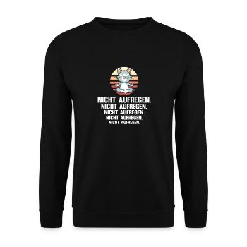 Katze Yoga Meditieren Nicht Aufregen - Unisex Pullover - Schwarz - Vorne - Alina (178cm) & Michal (187cm)