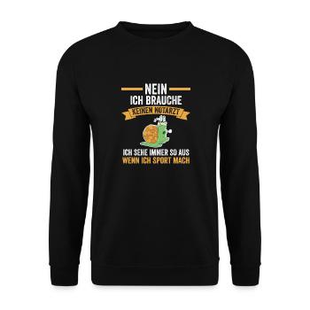 Sportmuffel Morgenmuffel Lustige Sprüche - Unisex Pullover - Schwarz - Vorne - Alina (178cm) & Michal (187cm)