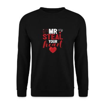 Mr. Steal Your Heart Saint-Valentin Drôle V-Day - Sweat-shirt Unisexe - noir - Devant - Alina (178cm) & Michal (187cm)