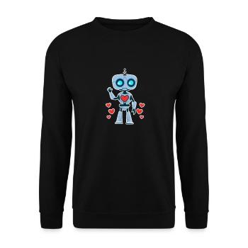 Roboter Herz Valentinstag Paare Passende Familie - Unisex Pullover - Schwarz - Vorne - Alina (178cm) & Michal (187cm)
