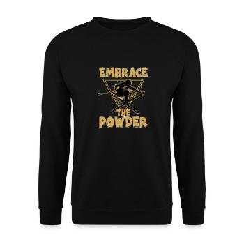 Embrace The Powder Skiing Wintersport Ski - Unisex Pullover - Schwarz - Vorne - Alina (178cm) & Michal (187cm)