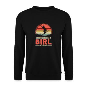 Je sais que je skie comme une fille et que j’essaie de continuer à skier - Sweat-shirt Unisexe - noir - Devant - Alina (178cm) & Michal (187cm)