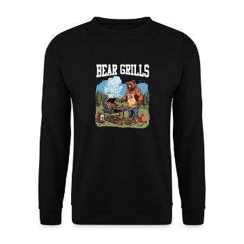 Bear Grills Barbecue BBQ Grillades Camping Sauvage - Sweat-shirt Unisexe - noir - Devant - Alina (178cm) & Michal (187cm)
