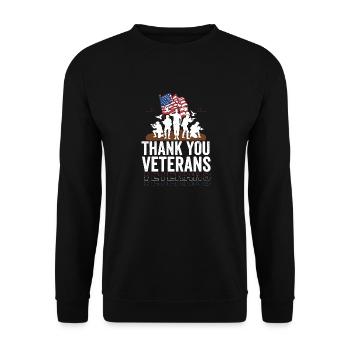 Drapeau américain Merci aux anciens combattants Fier vétéran - Sweat-shirt Unisexe - noir - Devant - Alina (178cm) & Michal (187cm)