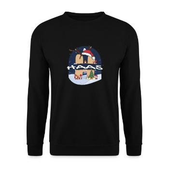 Impressionnant nom Haas w chapeau de père Noël dans le thème de Noël - Sweat-shirt Unisexe - noir - Devant - Alina (178cm) & Michal (187cm)