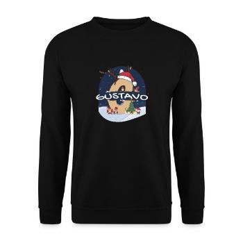Impressionnant nom de Gustavo w chapeau de père Noël dans le thème de Noël - Sweat-shirt Unisexe - noir - Devant - Alina (178cm) & Michal (187cm)