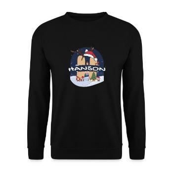 Impressionnant nom de Hanson w chapeau de père Noël dans le thème de Noël - Sweat-shirt Unisexe - noir - Devant - Alina (178cm) & Michal (187cm)