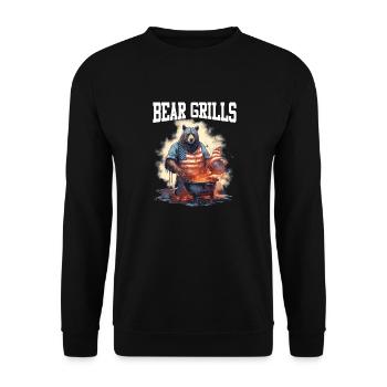 Bear Grills Barbecue BBQ Grillades Camping Sauvage - Sweat-shirt Unisexe - noir - Devant - Alina (178cm) & Michal (187cm)