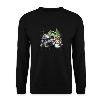 Coole Monster Truck Weihnachten für Männer, Jungen, Mädchen, - Unisex Pullover - Schwarz - Vorne - Alina (178cm) & Michal (187cm)