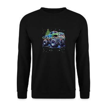 Camion tout-terrain de Noël, Monster Truck Noël - Sweat-shirt Unisexe - noir - Devant - Alina (178cm) & Michal (187cm)