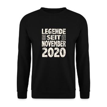 November 2020 Legende seit 3 Jahren Mann Frau - Unisex Pullover - Schwarz - Vorne - Alina (178cm) & Michal (187cm)