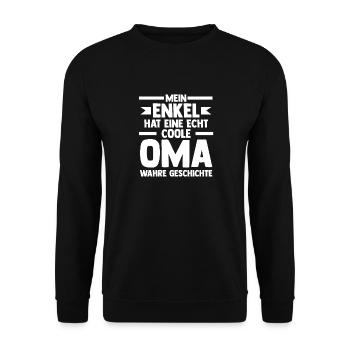 Oma Großmutter Enkelkind Enkel - Unisex Pullover - Schwarz - Vorne - Alina (178cm) & Michal (187cm)
