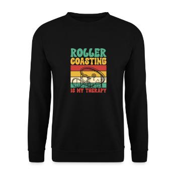 Achterbahn Rollercoaster Freizeitpark - Unisex Pullover - Schwarz - Vorne - Alina (178cm) & Michal (187cm)