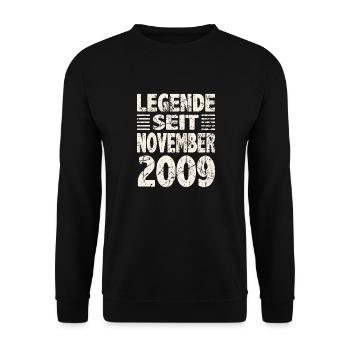 November 2009 Legende seit 14 Jahren Mann Frau - Unisex Pullover - Schwarz - Vorne - Alina (178cm) & Michal (187cm)