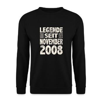 November 2008 Legende seit 15 Jahren Mann Frau - Unisex Pullover - Schwarz - Vorne - Alina (178cm) & Michal (187cm)