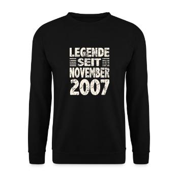 November 2007 Legende seit 16 Jahren Mann Frau - Unisex Pullover - Schwarz - Vorne - Alina (178cm) & Michal (187cm)