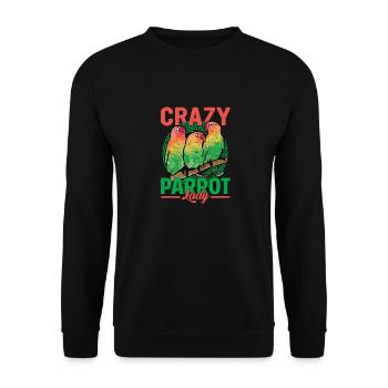 Crazy Parrot Lady Parrot Owner Bird Avian - Unisex Sweatshirt - black - Front - Alina (178cm) & Michal (187cm)